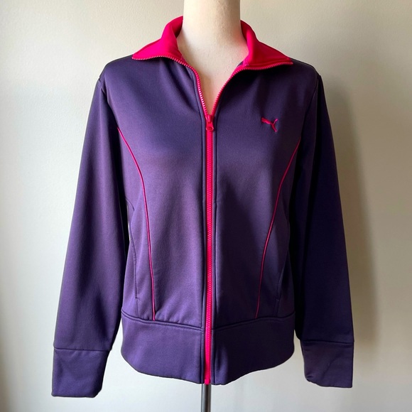 Puma Jackets & Blazers - Puma | Zip-Up Track Jacket | Purple with Pink Trim | Large